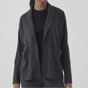 Pact Airplane Relaxed Cardigan Cotton Charcoal Grey Sweater Blazer Women's Large